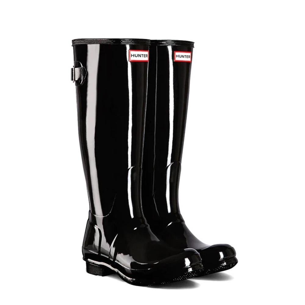 Hunter Original Tall Black Glossy Boots Size 7